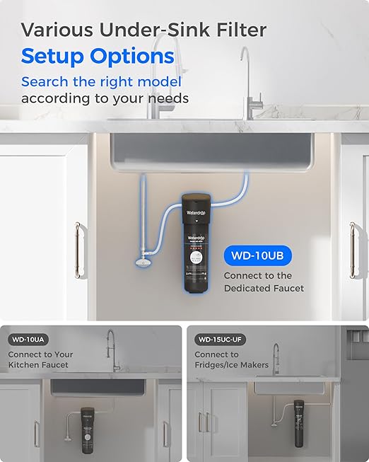 Waterdrop 10UB Under Sink Water Filter System, Reduces PFAS, PFOA/PFOS, Lead, Chlorine, Bad Taste & Odor, NSF/ANSI 42 Certified, Under Sink Water Filter with Faucet, 1 Year