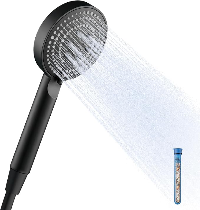 OFFO Filtered Shower Head with Hose, 20 Stage Shower Head with Filters with 60" Shower Hose, 4” Face High Pressure 6-Mode to Remove Chlorine, Matte Black