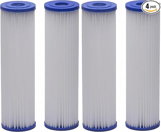 EcoPure EPW2P Pleated Universal Whole Home Water Filter – Fits Standard Capacity Systems – NSF Certified-– 30 Micron-– Reduces Sediment,Sand,Dirt & Rust-– 3-Month Life per Filter,(Pack of 4)