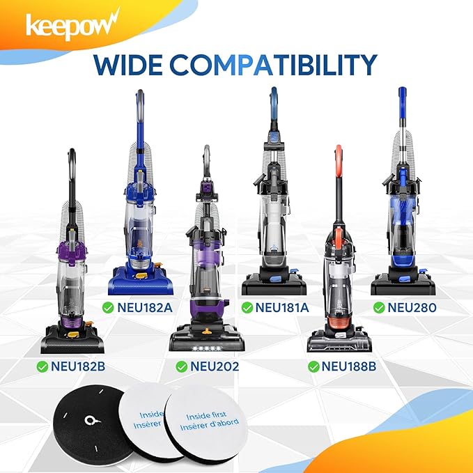 KEEPOW Vacuum Filter Replacement Compatible With Eureka Powerspeed NEU180 NEU180C NEU182A NEU182B NEU12CT NEU186 NEU188 NEU188A NEU190 NEU192A, E10s, E20 Plus, Part #E0202, 2 Pack