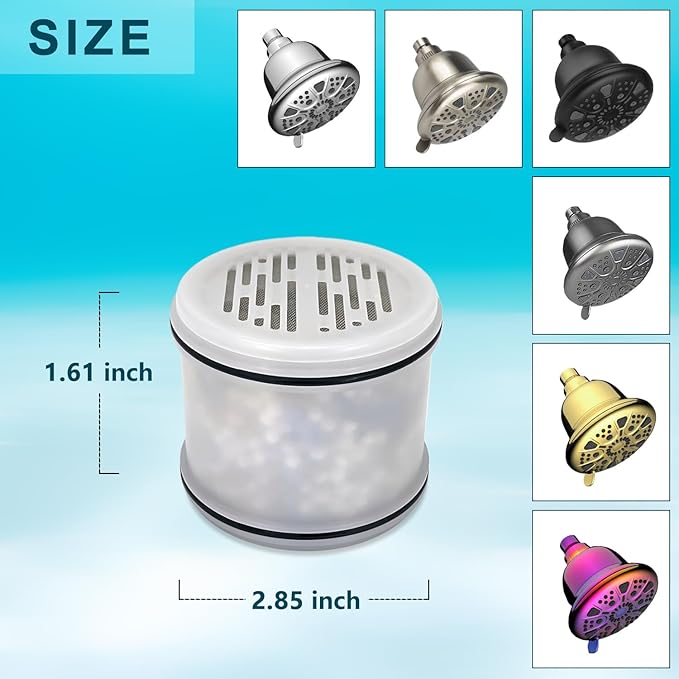 H5H117 Multi-Stage Shower Filter Compatible with MakeFit-H5H117 Filtered Shower Head for Hard Water Softener-7 Settings Bathroom Rain Showerhead to Filter Chlorine and Heavy Metals,3 Pack