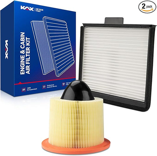 KAX Engine & Cabin Air Filter Kit, Replacement for Ford F-150, F-250 Super Duty, F-350 Super Duty, F-150 Heritage, F-250, F-550 Super Duty, F-450 Super Duty, Expedition, Replace# CA8039 CF8631A
