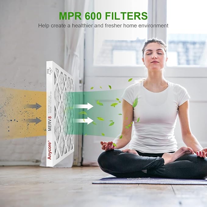 16x25x1 Furnace Air Filter 4-Pack MERV 8 MPR 600 FPR 5 HVAC AC Pleated Filters for Home (Actual Size:15.69x24.69x0.81 inches)