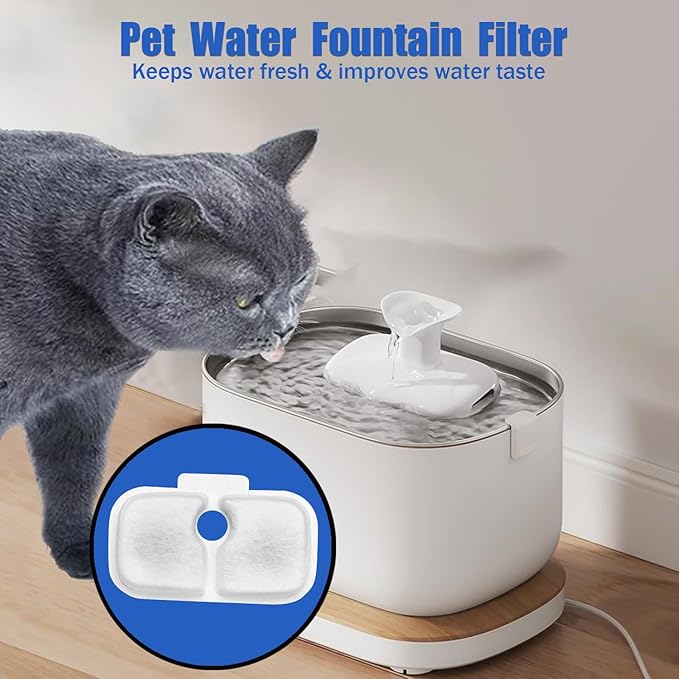 Cat Water Fountain Filter,petlibro filter replacement fit for Pet Fountain PLWF005/PLWF115/PLWF105,Pet Fountain Replacement Filters (White, 24P)