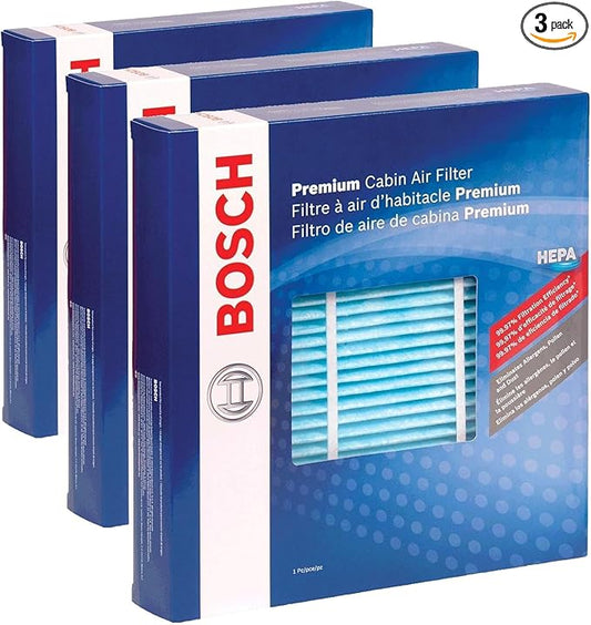 BOSCH 6001C HEPA Cabin Air Filter - Compatible with Select Cadillac Escalade; Chevrolet Avalanche, Silverado, Suburban, Tahoe; GMC Sierra, Yukon, Yukon XL (Pack of 3)