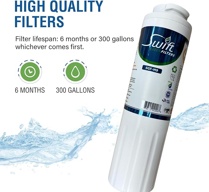 Swift Green Filters SGF-M9 Replacement Refrigerator Water Filter for UKF8001,EDR4RXD1,Filter 4,EFF-6007A,46-9005,46-9006,CLCH101,PuriClean II 67003526 (3 Pack) Made in USA