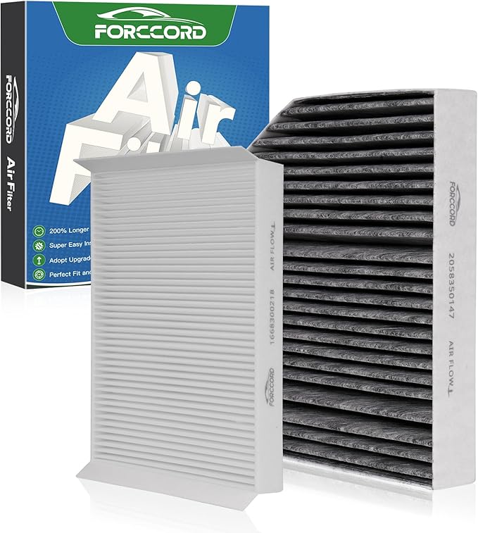 Cabin Air Filter Kit Fits for Mercedes C300 2015-2023, GLC300 2016-2022, E300 2017-2019, E350 2020-2023, E450 2021-2023 Replacement 2058350147 1668300218 External & Internal