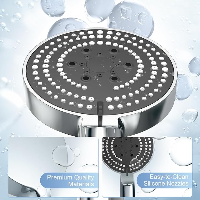 OFFO High Pressure Shower Wand with Filter, 20 Stage Handheld Shower Head with Filters for Hard Water, 6-Mode Shower Head to Remove Chlorine, Chrome