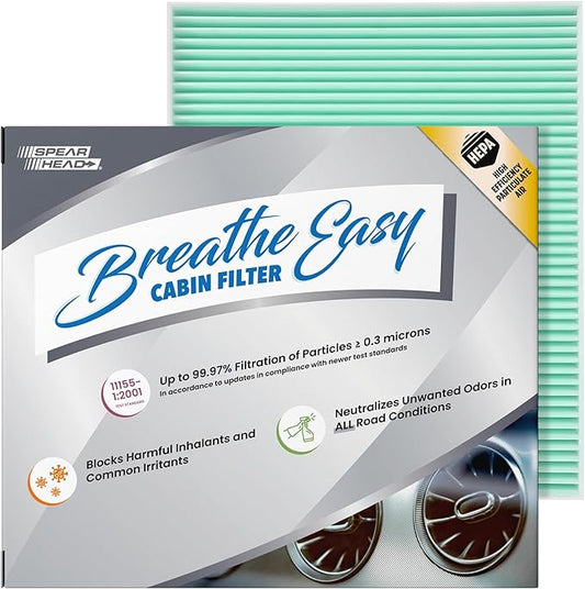 Spearhead HEPA Breathe Easy Cabin Filter, Up to 99.97% Filtration of 0.3 Micron Particles w/No Airflow Reduction (BE-176H)