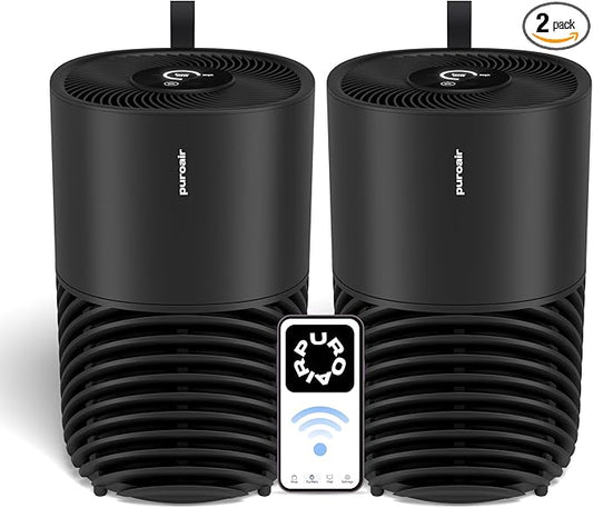 PuroAir 130i Smart Air Purifiers for Home Pets Allergies - HEPA + CarbonTech Filter up to 500X Stronger - Cleans Air Fast - Quiet Sleep Mode, Small Room Air Purifiers for Bedroom, Baby, Office (2PK)