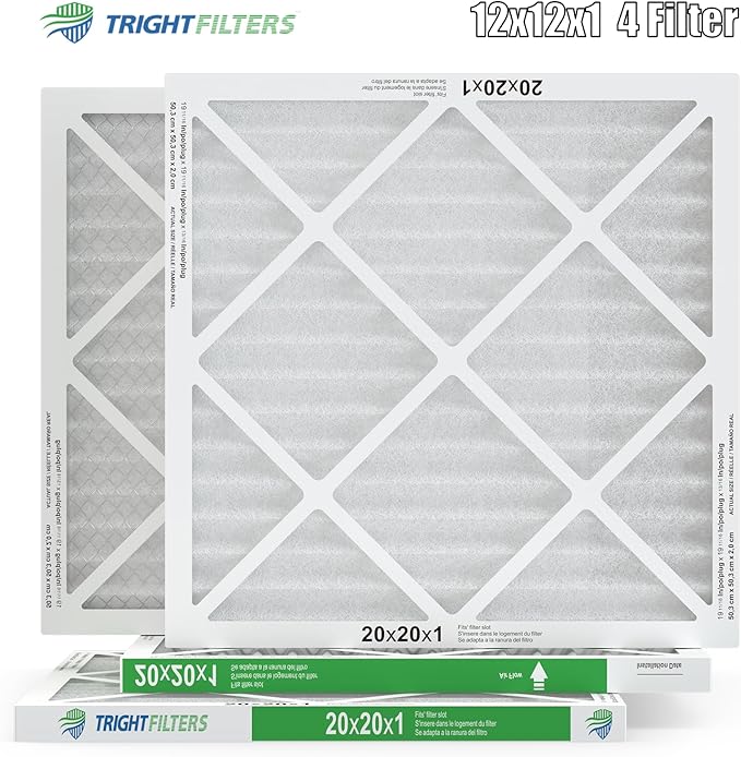 TRIGHTFILTERS 20x20x1 Air Filter 4 Pack, MERV 8 Pleated Dust Defense Air Filters Replacement Air Conditioner HVAC AC Furnace Filter, Durable and Lightweight
