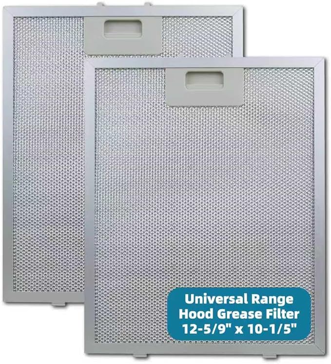 2-Pack Newly Upgraded Universal Range Hood Grease Filter, 12-5/9" x 10-1/5" (12.56”x10.2”) Aluminum Mesh Filter – 5-Layer Design for Most Standard Kitchen Vent Hoods, Easy to Clean & Dishwasher Safe