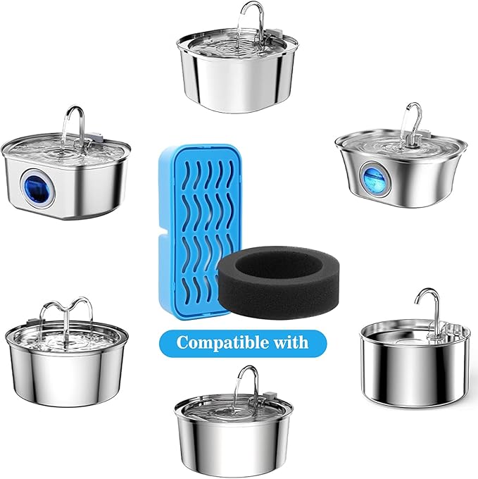 PETCHO Cat Water Fountain Filters Replacement 4 Pack, Compatible with AONBOY and AOOGITF Stainless Steel Cat Water Fountain, Activated Carbon Filter Refills for Pet Drinking Fountain Water Dispenser