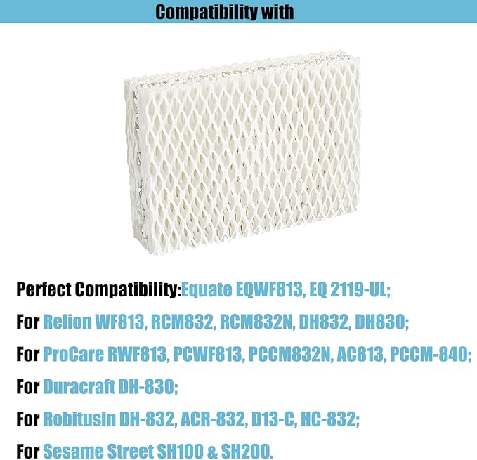 4 Pack WF813 Humidifier Filter Replacement for Equate EQWF813,Relion WF813 RCM-832 RCM-832N,ProCare RWF813 PCWF813 PCCM832N AC813 PCCM-840,Equate EQ-2119-UL Cool Mist Humidifiers Wick Filters