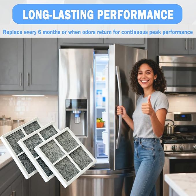 3 Pcs Refrigerator Air Filter Replacement Compatible with LG LRFVC2406S, LFXS28596D, LFXS28566M, LRMVC2306S, SRFVC2406S, LRMNC1803S