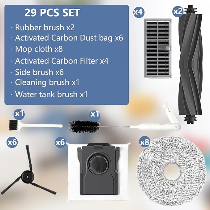 Yivy Accessories for Dreame L10s Ultra Gen 3/L50 Ultra AE/X40 Ultra/L40 Ultra /X40 Master,Replacement Parts for Mova P70 Pro Ultra/Mova P50 Pro Ultra/Mova P10 Pro Ultra Vacuum Cleaner,2 Main Brushes