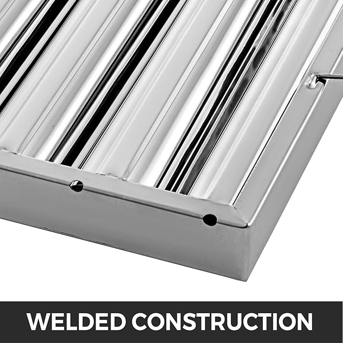 VBENLEM Pack of 6 Hood Filters 19.49”L x 15.55”W 430 Stainless Steel 5 Grooves Commercial Hood Filters, Range Hood Filter for Grease Rated Commercial Kitchen Exhaust Hoods