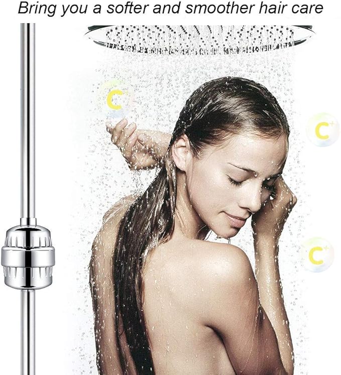 32 Stage Shower Filter with Vitamin C for Hard Water - Water Softener Shower Head Filter with Replaceable Multi-Stage Filter Cartridge to Remove Chlorine, Heavy Metal