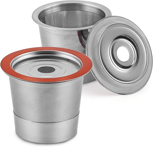 Hikey Reusable K Cups Coffee Pod Filters for Keurig 1.0 & 2.0 Single Cup Coffee Makers, Universal Refillable KCups Filter, 2 Pack