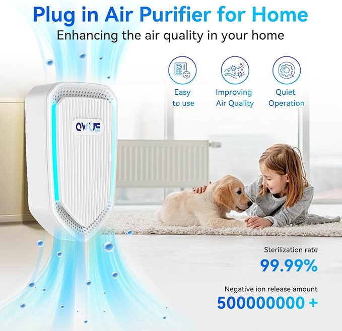 8Pack Air Ionizer Plug In, Filterless Home Negative Air Purifier, Quiet Air Freshener Portable Cleaner for Odors Smoke Dust, Air Purifiers for Home Office, Bedroom, Kitchen