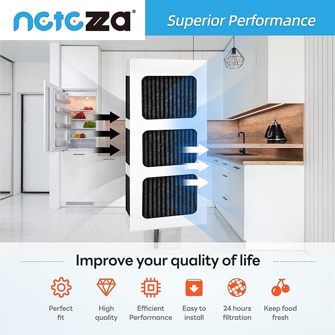 Netezza Paultra2 Refrigerator Air Filter Replacement, Compatible with Frigidaire Pureair Ultra 2,Pure Air Ultra 2,Pureair Ultra ii,and Electrolux 242047805,5303918847,EAP12364179, 6 Pack