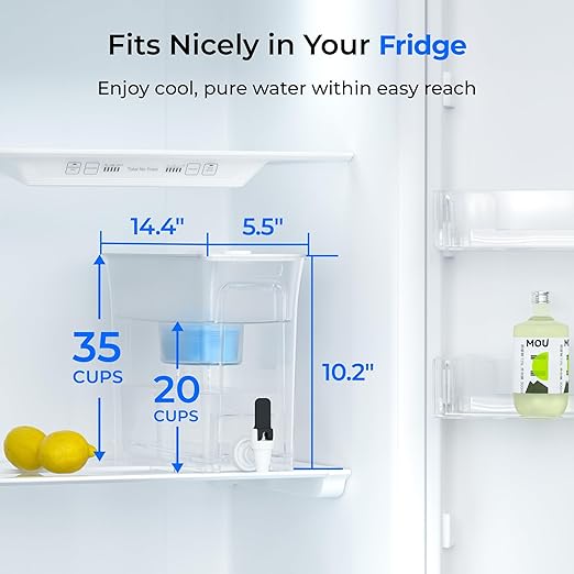 Waterdrop WFD-40W-L-A Water Filter Dispenser, Alkaline Filtration Water Purifier, 35-Cup Large Capacity, 100-Gallon Long-Life, Reduces Chlorine, PFOA/PFOS and More, BPA Free, White