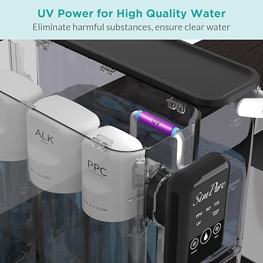 SimPure Y9A UV Countertop Reverse Osmosis Water Filter, Alkaline Remineralization 300 GPD 6 Stage Purification, RO Water Filtration System, Super Fast Filtering Portable Water Purifier