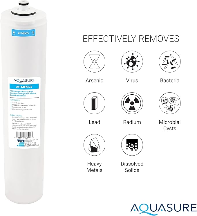 Aquasure Premier Series Complete 4-Stage Quick Twist Filter Replacement Cartridge Bundle Set AF-CP75 | Compatible with AS-PR75 4-Stage Under Sink Reverse Osmosis RO Water Filtration System