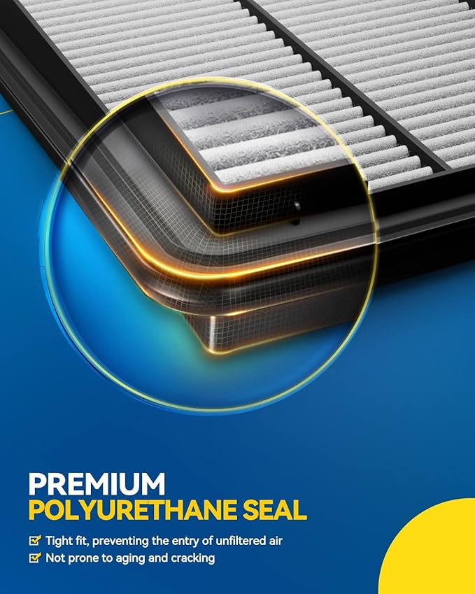 PHILTOP Engine Air Filter, Compatible with CA11942 Hyundai Sonata 2015-2019 2.4L GAS, Sonata 2016-2019 2.0L Hybrid, Kia Optima 2016-2020 2.4L GAS, Optima 2017-2020 2.0L Hybrid, Rigid Panel