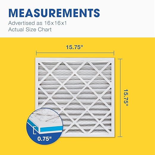 Aerostar 16x16x1 MERV 13 Air Filter, 4 Pack Set of HVAC Furnace Filters, Electrostatic MPR 1500-1900 & FPR 10 (Actual Size: 15 3/4 x 15 3/4 x 3/4 inches)