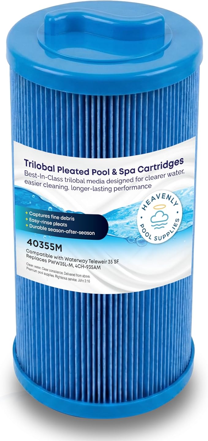 Pool, Spa & Hot Tub Filter Cartridge, Trilobal Media — Replaces Pleatco PWW35L-M, Unicel 4CH-935AM, 4CH-935RA, Darlly 40355M, & More, Compatible with Waterway Teleweir 35 SF