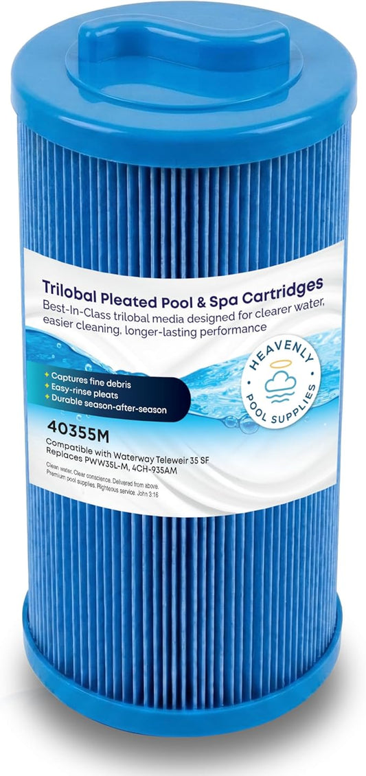 Pool, Spa & Hot Tub Filter Cartridge, Trilobal Media — Replaces Pleatco PWW35L-M, Unicel 4CH-935AM, 4CH-935RA, Darlly 40355M, & More, Compatible with Waterway Teleweir 35 SF