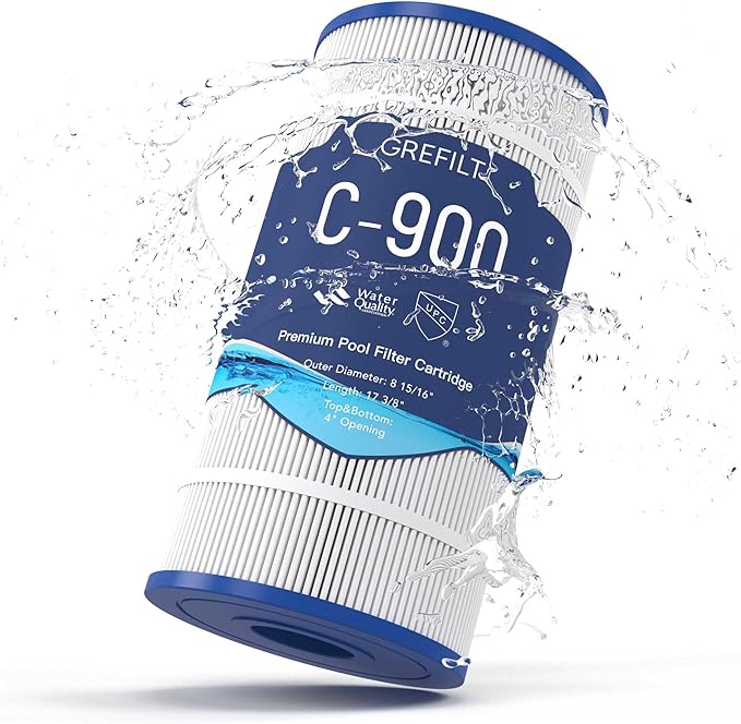 C900 Pool Filter Cartridge, Compatible with Hayward C900, CX900RE, Replaces Pleatco PA90, Unicel C-8409, Filbur FC-1292, Sta-Rite PXC95, 90 sq.ft, Size: 17 3/8" x 8 15/16"