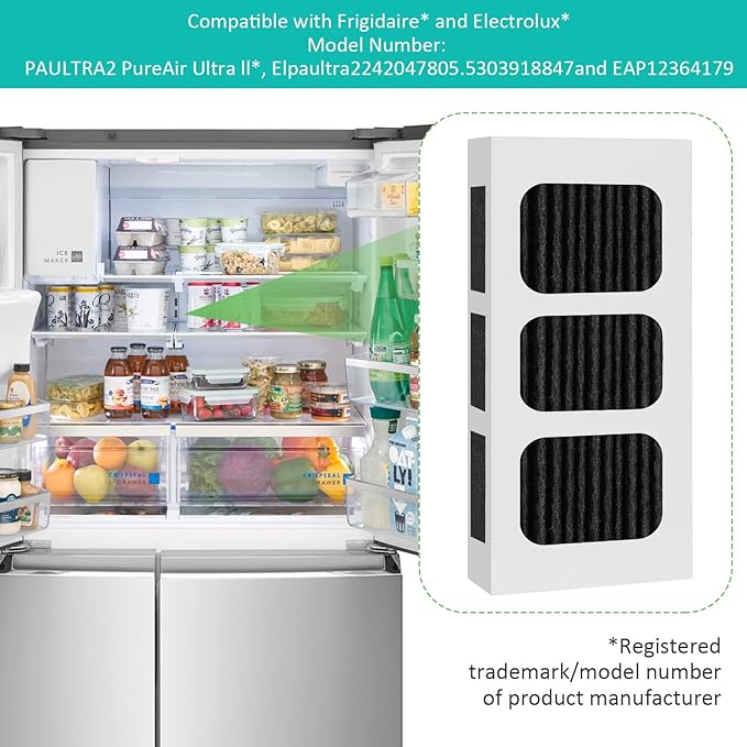 6 PACK Refrigerator Air Filter Replacement for PAULTRA2, Compatible with Frigidaire Pure Air Ultra 2, Pure air Ultra II, Pureair Ultra ii, and Electrolux 242047805, 5303918847, EAP12364179