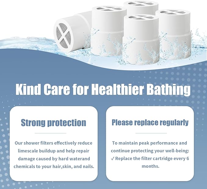 5-Pack Replacement Filter for JOLIE Shower Head, Compatible with JOLIE Shower Filter Cartridge, Reduces Chlorine, Heavy Metals & Impurities, Softens Skin & Hair