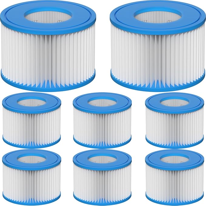 Type VI Hot Tub Filter Cartridge Compatible with Lay-Z-Spa, Coleman SaluSpa 90352E, 58323E, 58323 Swimming Pool Pump, 8 Pack