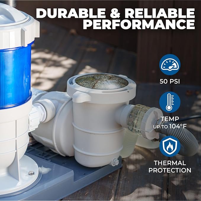 XtremepowerUS 1,800 GPH Pool Cartridge Filter System w/Pool Pump for Above Ground Swimming Pool Up To 18,000 Gallons, 1.5” Ports Includes Hoses and Adaptors