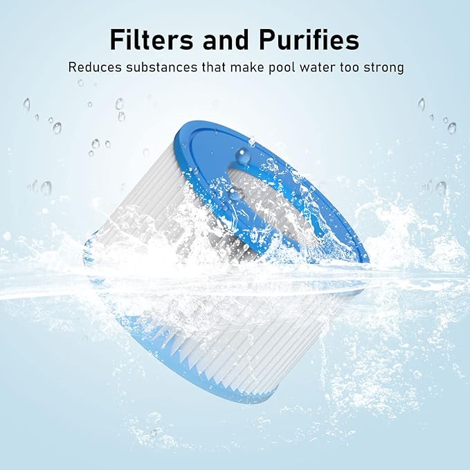 Type VI Hot Tub Filter Cartridge Compatible with Lay-Z-Spa, Coleman SaluSpa 90352E, 58323E, 58323 Swimming Pool Pump, 8 Pack