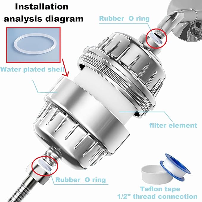 15 Stage Universal Shower Water Filter Cartridges for Chemical & Chlorine Reduction, Hard Water, pH Balance Restoration - Replacement for All Similar Shower Systems (4 Pack)