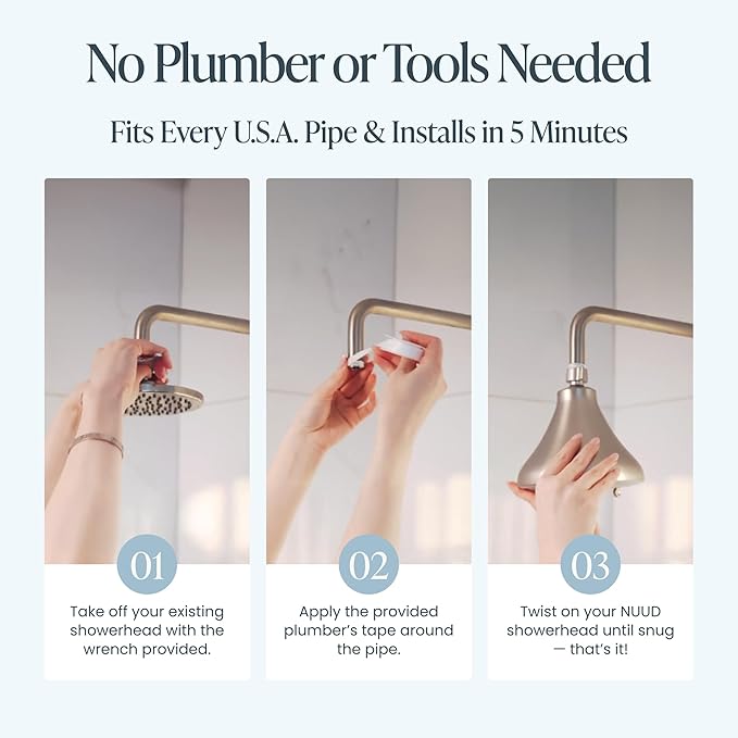 NUUD Filtered Shower Head - Removes Chlorine, Heavy Metals & Contaminants for Healthier Scalp, Skin & Hair | Protects Colored Hair & Soothes Dry Skin - High Pressure Shower Head Filter - Black