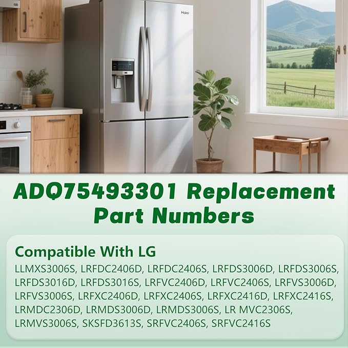 3-Pack ADQ75493301 Refrigerator Air Filter Cover Replacement, Compatible with LG Refrigerator Models LRFDS3016S, LRMVC2306S, LRFVC2406S, LRMDS3006S - Replaces 4952580, AP6887594, PS12724761
