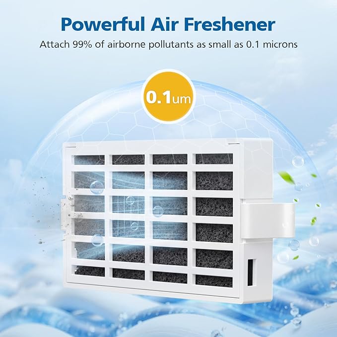 W10311524 AIR1 Refrigerator Air Filter Compatible with Whirl-pool, Ken-more Refrigerator, for Fresh Flow Refrigerator Air Filter Cartridge, Replaces AIR1, W10315189, 1876318, PS2580853, 4 Pack(White)
