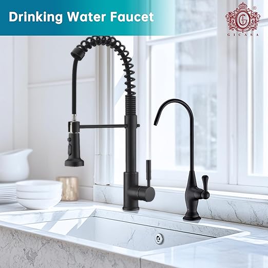 Sink Drinking Water Faucet, Sink Water Filter System, Suitable for Most Reverse Osmosis or Water Filtration Systems, Stainless Steel Reverse Osmosis Faucet for Kitchen Bar, Black