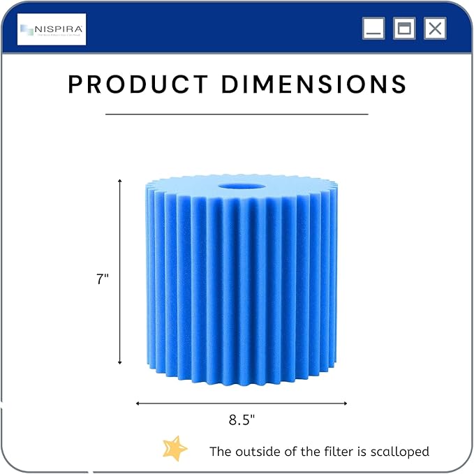 Nispira 506B Foam Dust Filter Replacement for Electrolux Centralux Aerus Central Vacuum 1561,1569,1580,1584,1590,1590A E130 Series, E177A Blue Scalloped, 1 Pack