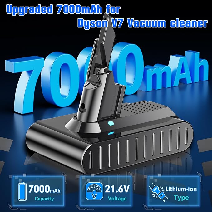 Bonacell Upgarded 7.0Ah Li-ion Replacement for Dyson V7 Battery 21.6V Compatible with SV11 V7 Animal/Motorhead/Trigger, Absolute Handheld Vacuum Cleaners 229687 225403 Cordless Vacuum