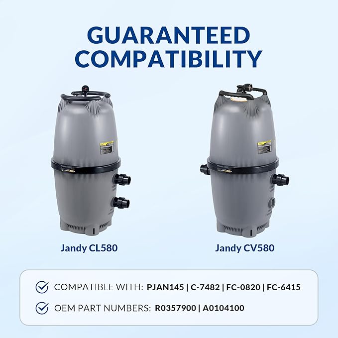 Pool Filter Cartridge for Jandy Systems, Essential Series, CL580 CV580, Replacement for R0357900 PJAN145, Cylindrical Fabric, 580 Sq. Ft., 4-Pack