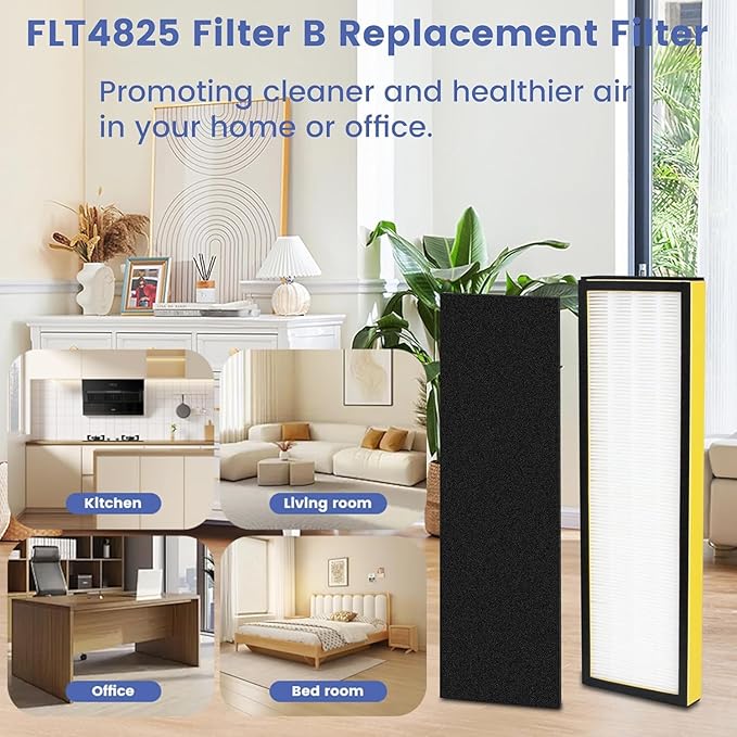 4 Pack FLT4825 Filter Replacement with 8 Pre-Filters Compatible with Guardian Air Purifier AC4825 AC4300 AC4800 AC4900 AC4850,H13 Filter