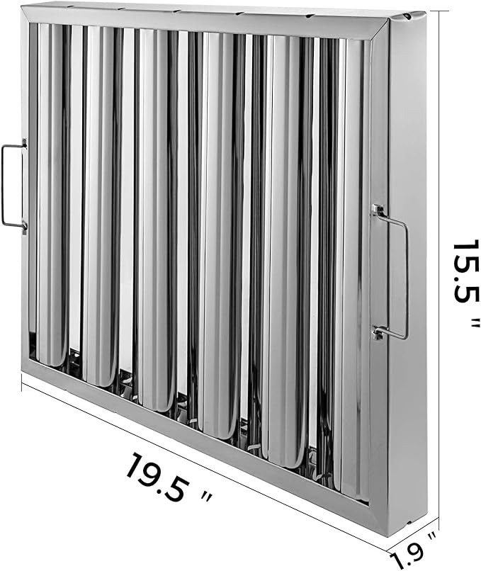 VBENLEM Pack of 6 Hood Filters 19.49”L x 15.55”W 430 Stainless Steel 5 Grooves Commercial Hood Filters, Range Hood Filter for Grease Rated Commercial Kitchen Exhaust Hoods