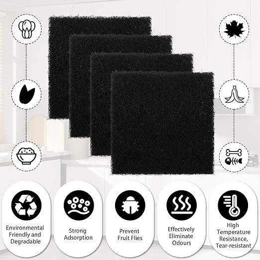 Trash Can Odor Absorbing Filter Refills for EKO Garbage Cans, Activated Charcoal Deodorizer, Strong Charcoal Odor Absorber, Pack of 12 Replacements