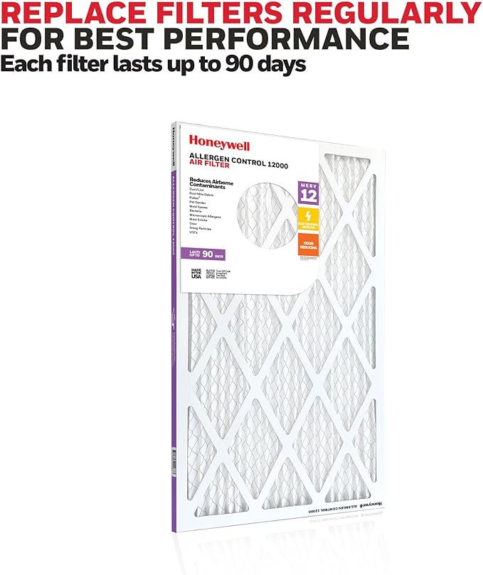 Honeywell 20x20x1 MERV 12 Electrostatic Pleated HVAC AC Furnace Air Filter (12-Pack) | Replacement Filter for Home Use | Made in USA